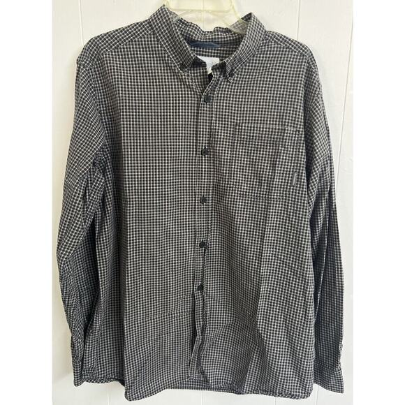 EUC Columbia Shirt Men L Gray Black Check Long Sleeve Fishing Hiking Outdoors - Picture 1 of 6